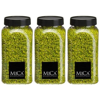 Mica Decorations decoratie stenen/granulaat - 3x - 650ml - groen - hobby steentjes
