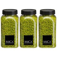 Mica Decorations decoratie stenen/granulaat - 3x - 650ml - groen - hobby steentjes