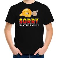 Funny emoticon t-shirt sorry i cant help myself zwart voor kids - thumbnail