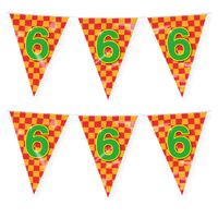 Paperdreams verjaardag 6 jaar thema vlaggetjes - 2x - feestversiering - 10m - folie - dubbelzijdig - Vlaggenlijnen - thumbnail