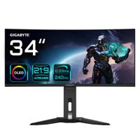 GIGABYTE MO34WQC2 OLED gaming monitor 2x HDMI, DisplayPort, 2x USB-A, USB-B, USB-C, KVM, 240 Hz