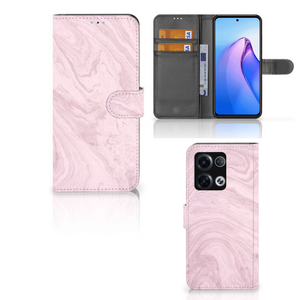 OPPO Reno8 Pro Bookcase Marble Pink - Origineel Cadeau Vriendin