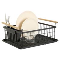 5Five Afwas afdruiprek - staal - zwart - 44 x 32 x 20 - met lekbak