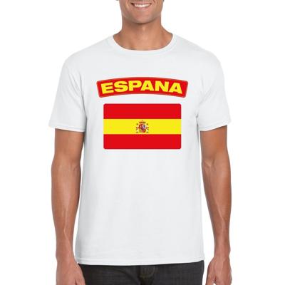 Spanje supporters t-shirt - met vlag print - wit - voor heren - landen - kleding