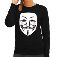 Zwarte trui / sweater met Vendetta / Anonymous bedrukking zwart voor dames 2XL  - - thumbnail