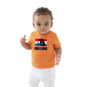Oranje fan shirt / kleding Holland met leeuw en vlag Koningsdag/ EK/ WK voor baby / peuters 86/93 (18-24 maanden)  -