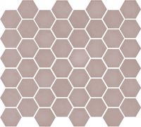 Tegelsample: The Mosaic Factory Valencia hexagon glasmozaïek tegels 28x33 mat roze