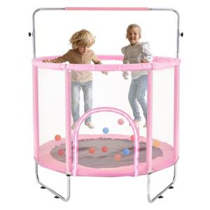 VEVOR Mini Trampoline Indoor Training Rebounder voor kinderen met net 147 cm Roze