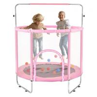 VEVOR Mini Trampoline Indoor Training Rebounder voor kinderen met net 147 cm Roze