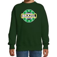 Have fear Brazil is here / Brazilie supporter sweater groen voor kids - thumbnail