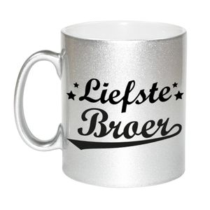 Liefste broer cadeau zilveren mok / beker sterren 330 ml