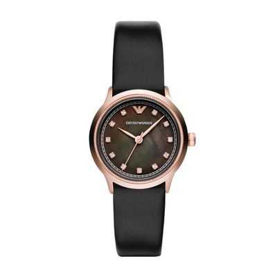 Horlogeband Armani AR1802 Leder Zwart 14mm
