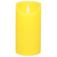 Led kaars/stompkaars - geel - H15 x D7,5 cm - wax - warm wit licht - bewegende vlam