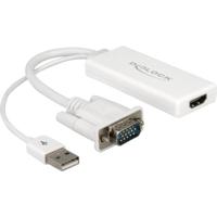 Delock 62460 VGA / USB / HDMI Adapter [1x VGA-stekker, USB-A 2.0 stekker - 1x HDMI-bus] Wit 25.00 cm - thumbnail