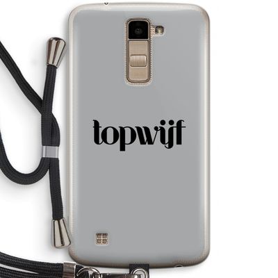 Topwijf Grijs Zwart: LG K10 (2016) Transparant Hoesje met koord