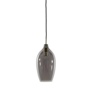 Light&living Hanglamp Ø16,5x32 cm LUKARO antiek brons+glas smoke