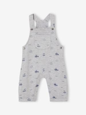 Fleece babytuinbroek met zeeprints gemêleerd grijs