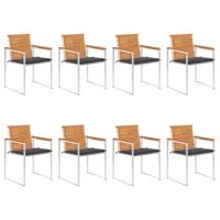 Tuinstoelen 8 st met kussens massief acaciahout