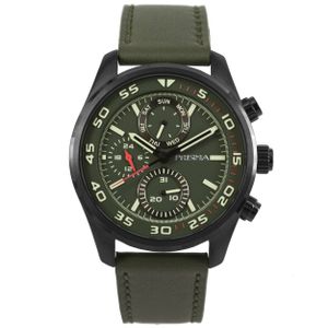 Prisma P.1827 Horloge staal/leder zwart-groen