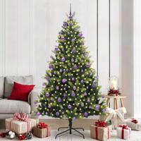 Kunstkerstboom met scharnier 300 LEDs Groen 210 cm PVC en PE