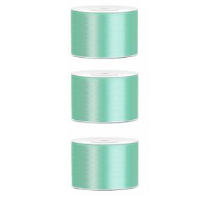 3x Hobby/decoratie mintgroen satijnen sierlinten 5 cm/50 mm x 25 meter