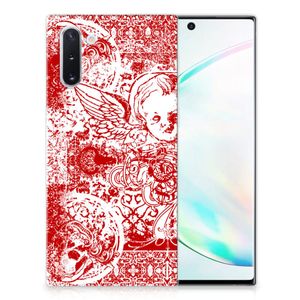 Silicone Back Case Samsung Galaxy Note 10 Angel Skull Rood