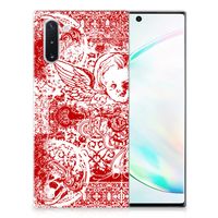 Silicone Back Case Samsung Galaxy Note 10 Angel Skull Rood - thumbnail