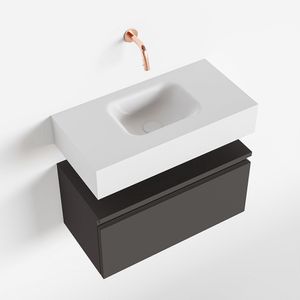 Toiletmeubel Mondiaz Andor | 60 cm | Meubelkleur Dark grey | Lex vrijhangend wastafel Talc Midden | Zonder kraangat