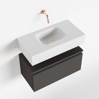 Toiletmeubel Mondiaz Andor | 60 cm | Meubelkleur Dark grey | Lex vrijhangend wastafel Talc Midden | Zonder kraangat