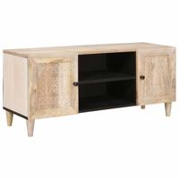 TV-kast met plank Wit 105 x 33 x 46 cm massief mangohout
