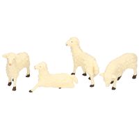 4x Kerststal beeldjes witte schapen 7 x 6 cm dierenbeeldjes