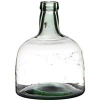 Vaas - fles vorm - transparant - B19 x H25 - glas - stijlvolle flessen bloemenvaas
