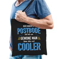 Postbode katoenen tas zwart voor heren - gewone man maar dan cooler - Feest Boodschappentassen