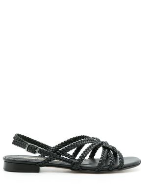 Sarah Chofakian sandales en cuir tressé - Noir