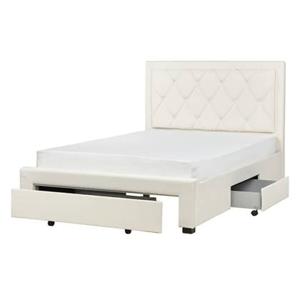 Beliani-LIEVIN-Bed met opbergruimte-Crème-140 x 200 cm-Fluweel