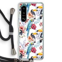 Bloemen tukan: Sony Xperia 5 III Transparant Hoesje met koord