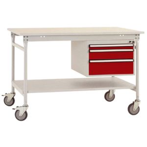 Manuflex BB5371.3003 Compleet bijzettafel basismobiel met melamine schijf + behuizing onderbouw, bxdxh: 1250 x 800 x 850 mm Robijn-rood