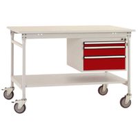 Manuflex BB5371.3003 Compleet bijzettafel basismobiel met melamine schijf + behuizing onderbouw, bxdxh: 1250 x 800 x 850 mm Robijn-rood - thumbnail