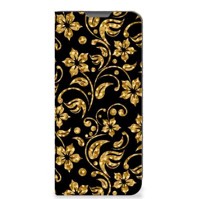 OPPO A77 5G | A57 5G Smart Cover Gouden Bloemen OPPO A77 5G | A57 5G Smart Cover Gouden Bloemen