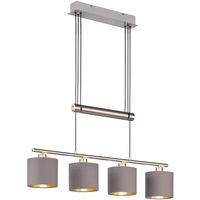LED Hanglamp - Trion Gorino - E14 Fitting - 4-lichts - Rechthoek - Mat Bruin - Aluminium