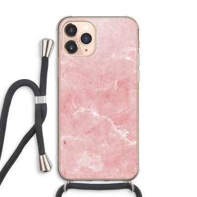 Roze marmer: iPhone 11 Pro Max Transparant Hoesje met koord