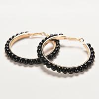 1 paar meisjes hoepel parel met grote Circle(Black)