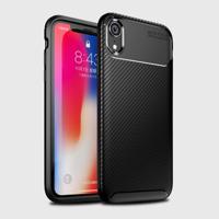 Kever vorm Carbon Fiber textuur Shockproof TPU Case voor iPhone XR(Black)