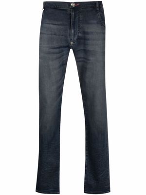 Philipp Plein jean droit à taille élastiquée - Bleu