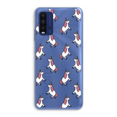 Eenhoorns overal: Xiaomi Redmi 9T Transparant Hoesje
