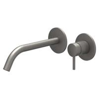 IVY Bond Wastafelkraan Afbouwdeel - 2-Gats Wandmontage - Gebogen Uitloop - Geborsteld Metal Black PVD