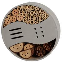 Insectenhotel rond - hout - bruin - 25 x 6,5 cm - bijenhotel / Insectenhuis