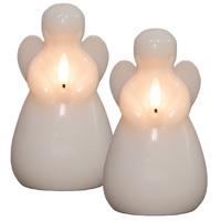 Anna's Collection LED kaars engel?- 2x - wit - 14 x 8 cm - met timer - op batterijen - kerst