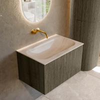 Badmeubel Mondiaz Kurve-Dlux | 70 cm | Meubelkleur Shadow | Wastafelkleur Meli | Solid surface | Wasbak midden spoelbak | Zonder kraangat(en)