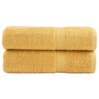 VidaXL Badhanddoeken solund 2 st 600 g/m² 100x150 cm goudkleurig